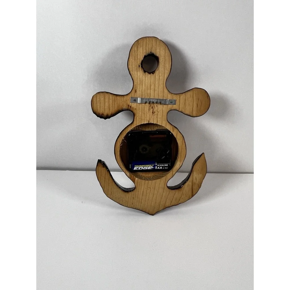 Nautical Theme Wooden Anchor Wall Clock‎ | Handmade Coastal Décor | Pre-Owned